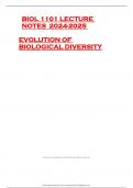 BIOL 1101 LECTURE NOTES 2024-2025 EVOLUTION OF BIOLOGICAL DIVERSITY