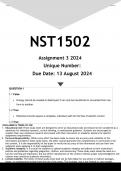 NST1502 Assignment 3 (ANSWERS) 2024 - DISTINCTION GUARANTEED