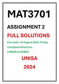 MAT3701 Assignment 2 Complete Solutions UNISA 2024 Due date 16 August 2024 LINEAR ALGEBRA NEW 