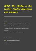 BEHS 364 Alcohol in the  United States Questions  and Answer