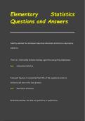 Elementary Statistics Questions and Answers