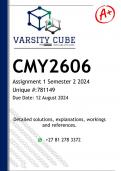 CMY2606 Assignment 1 (DETAILED ANSWERS) Semester 2 2024 - DISTINCTION GUARANTEED 