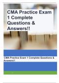 CMA Practice Exam 1 Complete Questions & Answers!!