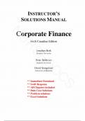 Instructor's Solution Manual for  Corporate Finance, 6th Edition by Jonathan Berk, All Chapters | Complete Guide A+