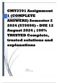 CMY3701 Assignment 1 (COMPLETE ANSWERS) Semester 2 2024 (575656) - DUE 12 August 2024 ; 100% TRUSTED Complete, trusted solutions and explanations. 