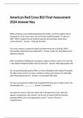 American Red Cross BLS Final Assessment 2024 Answer Key