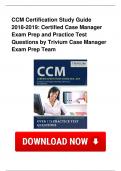 CCM Certification Study Guide  2018-2019: Certified Case Manager  Exam Prep and Practice Test  Questions by Trivium Case Manager  Exam Prep Team