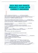 2024 BIO 669 INNATE IMMUNITY EXAM WITH CORRECT ANSWERS