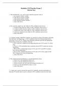 Statistics 211 Practice Exam 2  Answer key