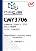 CMY3706 Assignment 1 (DETAILED ANSWERS) Semester 2 2024 - DISTINCTION GUARANTEED