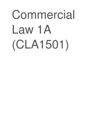 CLA1501 Commercial Law 1A - Summary