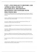 UNIT 1: PSYCHOLOGY'S HISTORY AND APPROACHES, MYERS AP PSYCHOLOGY, 3RD EDITION QUESTIONS AND ANSWERS WITH SOLUTIONS 2024