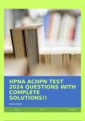 HPNA ACHPN TEST 2024 QUESTIONS WITH COMPLETE SOLUTIONS!!