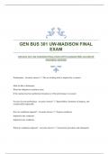 GEN BUS 301 UW-MADISON FINAL EXAM WITH GUARANTEED ACCURATE ANSWERS|VERIFIED