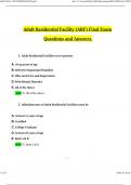 Adult Residential Facility (ARF) Final Exam Questions and Answers Updated (Verified Answers)