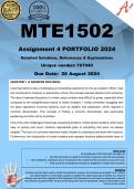 MTE1502 Assignment 4 PORTFOLIO (COMPLETE ANSWERS) 2024