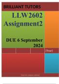 LLW2602 Assignment 2 (COMPLETE ANSWERS) Semester 2 2024) - DUE 6 September 2024 ; 100% TRUSTED Complete, trusted solutions and explanations. 