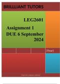 LEG2601 Assignment 1 (COMPLETE ANSWERS) Semester 2 2024 - DUE 6 September 2024 ; 100% TRUSTED Complete, trusted solutions and explanations. 