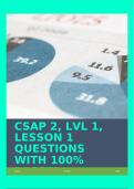 CSAP 2, LVL 1, LESSON 1 QUESTIONS WITH 100% PASSED ANSWERS!!