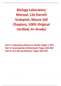 Laboratory Resource Guide for Biology Laboratory Manual 12th Edition By Darrell Vodopich, Moore (All Chapters, 100% Original Verified, A+ Grade)