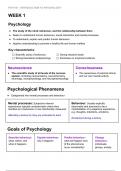 (PSY1101) Introduction to Psychology Notes - WK 1 - 2 Content