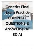 Genetics Final Exam Practice COMPLETE QUESTIONS & ANSWERS(RATED A)