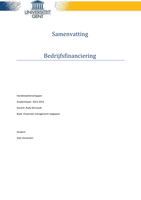 Bedrijfsfinanciering Volledige Samenvatting 2017