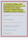 TCI TRAINING CORNELL EXAM 2024-2025 NEWEST WITH ALL 150 QUESTIONS AND CORRECT DETAILED ANSWERS (VERIFIED ANSWERS)| ALREADY GRADED A+