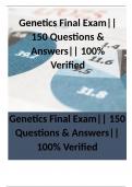 Genetics Final Exam|| 150 Questions & Answers|| 100% Verified