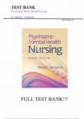 Test Bank - Psychiatric-Mental Health Nursing 9th Edition by SHEILA L. VIDEBECK, All Chapters | Complete Guide A+