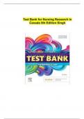 Test bank for Nursing Research in Canada 5th Edition by Mina Singh, Chapter 1-21 | All Chapters