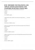 EXP: MEMORY FOUNDATIONS AND APPLICATIONS QUESTIONS AND ANSWERS WITH SOLUTIONS 2024