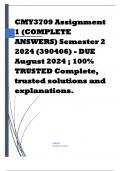 CMY3709 Assignment 1 (COMPLETE ANSWERS) Semester 2 2024 (390406) - DUE August 2024 ; 100% TRUSTED Complete, trusted solutions and explanations.