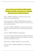 REAL  ESTATE SALE ASSOCIATE PRE LICENSE COURSE EXAM PREP  2024 GOLDCOAST VERIFIED QUESTIONS AND ANSWERS GRADED A+