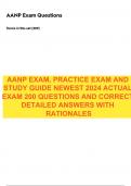 AANP EXAM, PRACTICE EXAM AND STUDY GUIDE NEWEST 2024 ACTUAL EXAM 200 QUESTIONS AND CORRECT DETAILED ANSWERS WITH RATIONALES