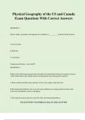 Physical Geography of the US and Canada Exam Questions With Correct Answers