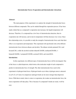 Intermolecular Forces: Evaporation and Intermolecular Attractions