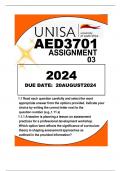 AED3701 ASSESSMENT 03 UNIQUE NUMBER: 738471 DURATION: 29 JULY TO 20 AUGUST 2024  QUESTION 1 1.1 Read each question carefully and select the most appropriate answer from the options provided. Indicate your choice by writing the correct letter next to the q