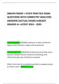 OBGYN FISDAP + STUFF PRACTICE EXAM QUESTIONS WITH CORRECTRY ANALYZED ANSWERS (ACTUAL EXAM) ALREADY GRADED A+ LATEST 2024 – 2025 