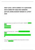 WSET LEVEL 1 WITH CORRECT 75+ QUESTIONS WITH CORRECTRY ANALYZED ANSWERS (ACTUAL EXAM) ALREADY GRADED A+ LATEST 2024 