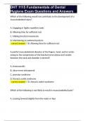 DHT 1115 Fundamentals of Dental Hygiene Exam Questions and Answers 