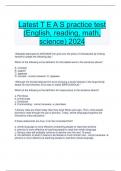 Latest T E A S practice test  (English, reading, math,  science) 2024