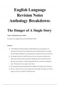 GCSE English Language Revision Notes Anthology Breakdown