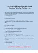 Accident and Health Insurance Exam Questions With Verified Answers