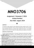 MNO3706 Assignment 3 (ANSWERS) Semester 2 2024 - DISTINCTION GUARANTEED