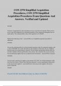 CON 2370 Simplified Acquisition Procedures, CON 2370 Simplified Acquisition Procedures Exam Questions And Answers. Verified and Updated