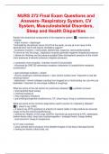 NURS 272 Final Exam Questions and Answers- Respiratory System, CV System, Musculoskeletal Disorders, Sleep and Health Disparities