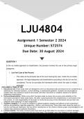 LJU4804 Assignment 1 (ANSWERS) Semester 2 2024 - DISTINCTION GUARANTEED