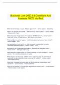    Business Law 2023 L3 Questions And Answers 100% Verified.