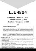 LJU4804 Assignment 2 (ANSWERS) Semester 2 2024 - DISTINCTION GUARANTEED